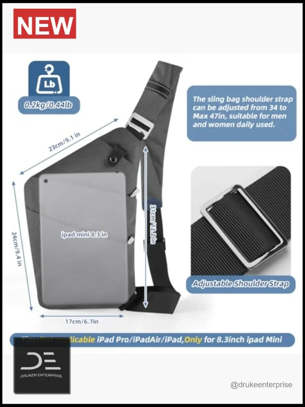 Anti-theft Crossbody Sling Bag Lightweight Nylon Shoulder Bag